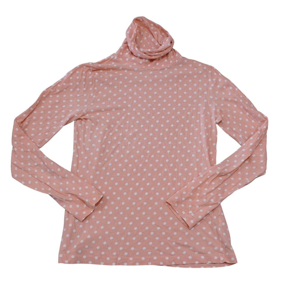 J. Crew Women's Size Small Tissue Turtleneck Shirt Pale Pink Polka Dot Layering